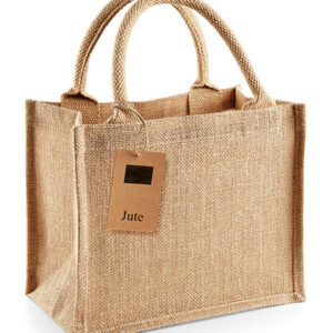 jute: small multicoloured gift bag – shopping bag with logo
