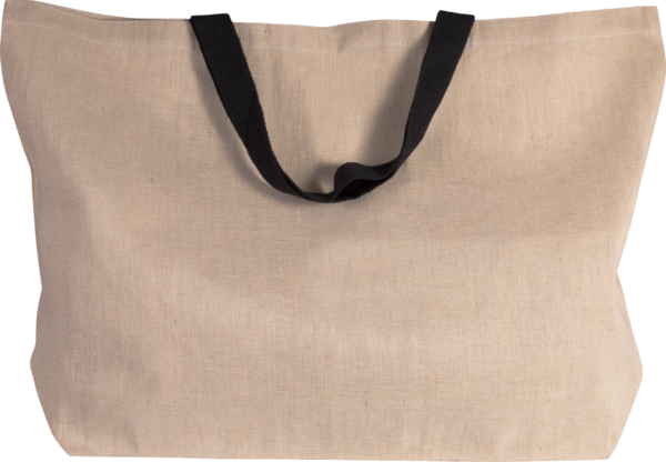 jute: Large shopping bag made from a jute-cotton blend – shopping bag with logo
