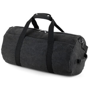Vintage Canvas Barrel Bag – Sports & Weekender with Logo