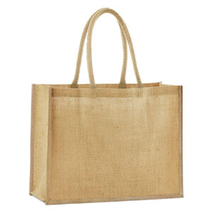 Natural Starched Jute Classic Shopper – Shopper with logo