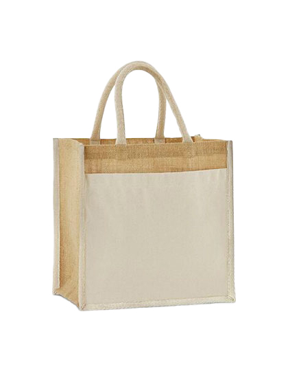 Cotton Pocket Natural Starched Jute Midi Bag