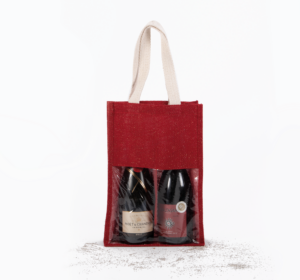 Doppelter Jute-Flaschenbeutel - Accessoires mit Logo