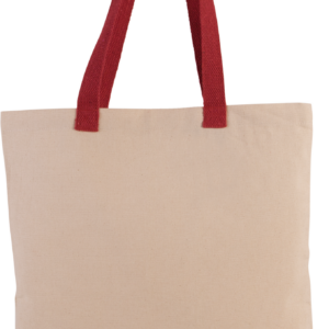Flat fabric shopping bag with a contrasting-colour handle – shopper with logo