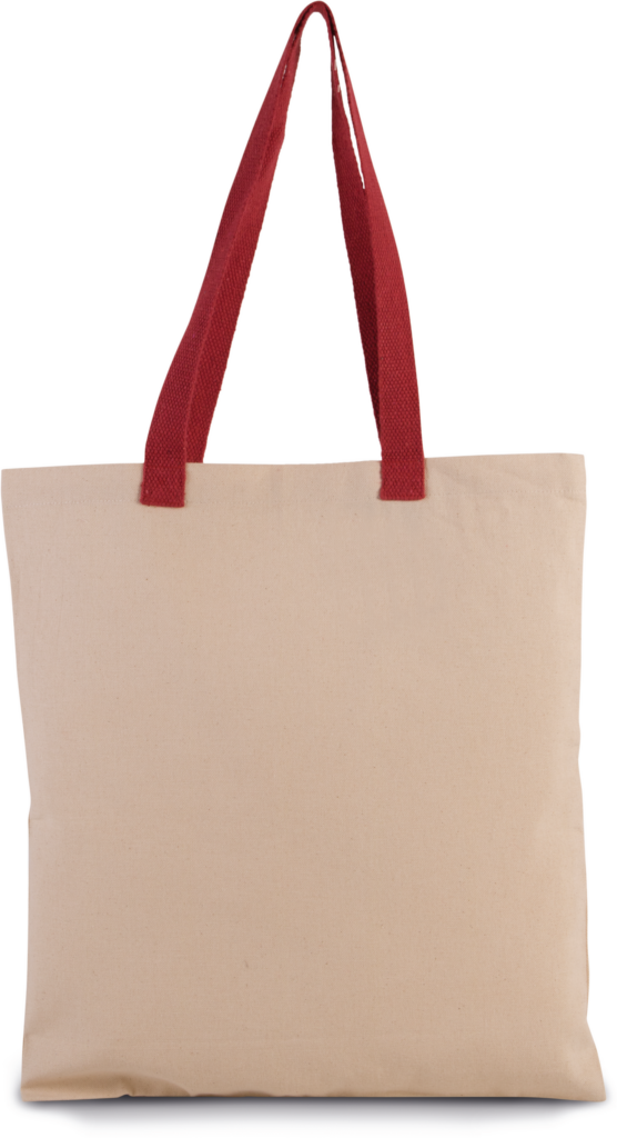 Flache Shoppingtasche aus Tuch mit kontrastfarbenem Griff