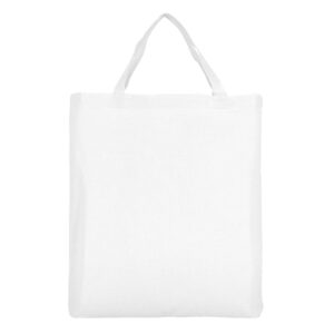 Baumwolltasche CLASSIC mit zwei kurzen Henkeln und Bodenfalte, Farbe Weiß