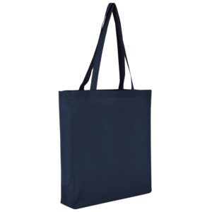 Baumwolltasche CLASSIC mit zwei langen Henkeln, Boden- und Seitenfalte, Farbe Dunkelblau
