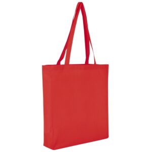 Baumwolltasche CLASSIC mit zwei langen Henkeln, Boden- und Seitenfalte, Farbe Rot