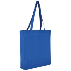 Baumwolltasche CLASSIC mit zwei langen Henkeln, Boden- und Seitenfalte, Farbe Royalblau