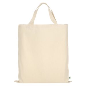Bag with two short handles made from organic cotton, natural colour