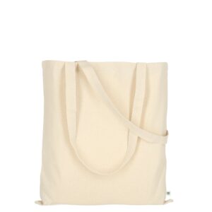 Bag with two long handles made from organic cotton, natural colour