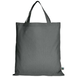 organic:fairtrade Tragetasche (kurze Henkel), Farbe Stahlgrau