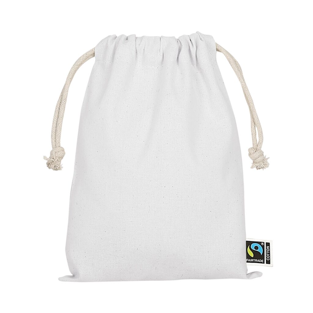 Drawstring bag made from Fairtrade-certified cotton, 15 x 20 cm